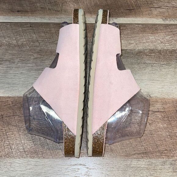 Autenti Womens Leather Sock Double Buckle Strappy Sandals Light Pink Size‎ 6 - Picture 4 of 7